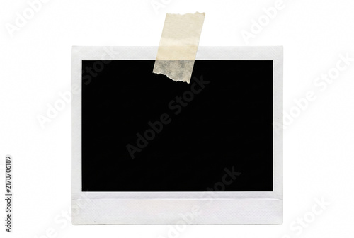 White vintage instant film frame with adhesive tape at the top