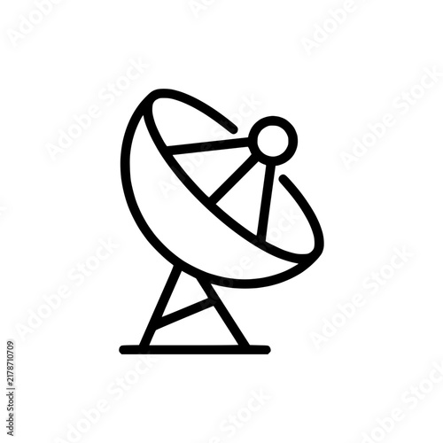 Satellite dish communication icon in simple line art style