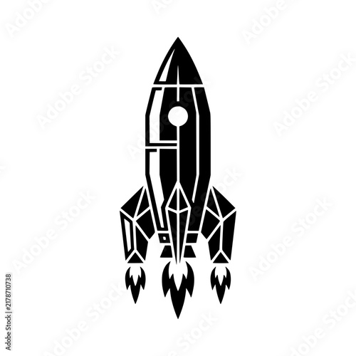 Minimalist Geometric Rocket Ship Vector Illustration