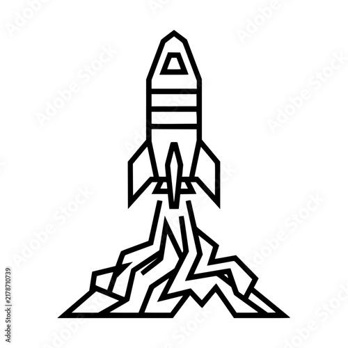 Minimalist Line Art Rocket Launch Icon