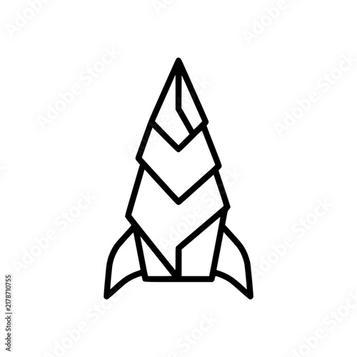 Minimalist Geometric Rocket Ship Line Art Illustration