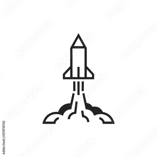 Minimalist Rocket Launch Line Art Icon