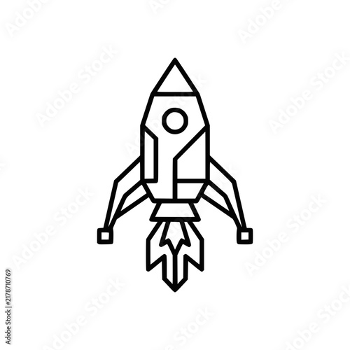 Minimalist Line Art Rocket Ship Icon