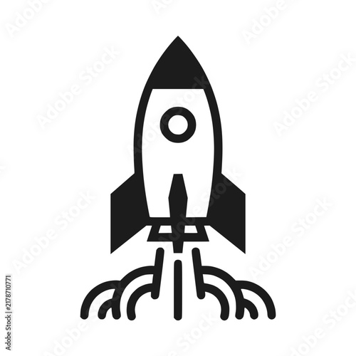 Minimalist Rocket Launch Icon on White Background