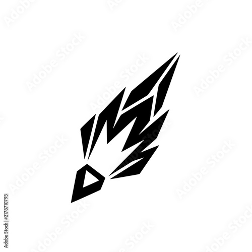 Abstract Stylized Rocket or Comet Icon Vector Illustration
