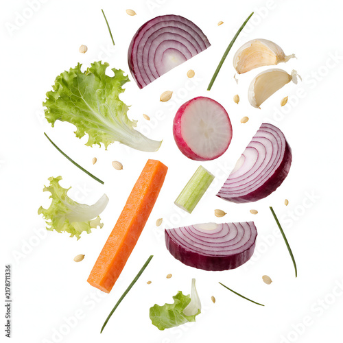 fresh vegetables on a plate,food, meat, vegetable, tomato, fresh, isolated, raw, vegetables, pepper, red, meal, salad, healthy, green, pork, onion, white, lettuce, ingredient, dinner, diet, garlic, pa
