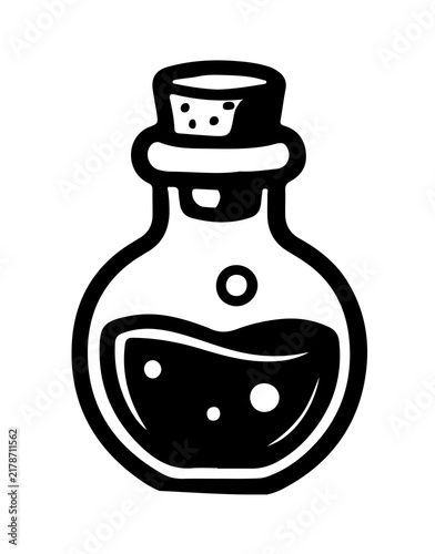 Bild auf Leinwand Magic potion bottle vector icon with bubbling liquid