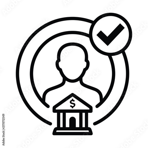Verified Bank Account and User Authentication Line Icon