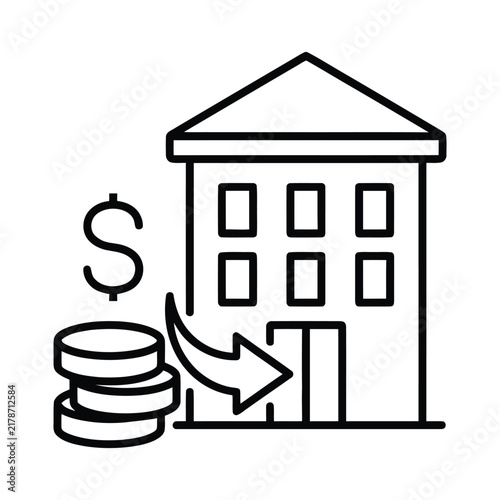 Real Estate Investment and Property Purchase Line Icon