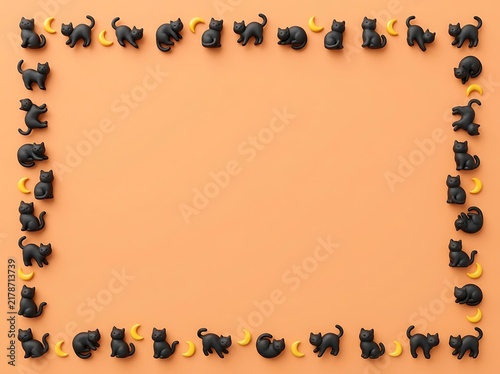 Halloween background with black cats frame design