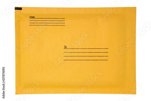 Canvastavla Yellow Padded Bubble Mailer with From and To Address Fields