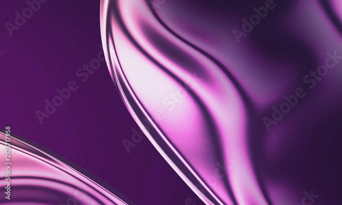 Purple and Magenta Liquid Metal Abstract Background With Glossy Ribbed Curves