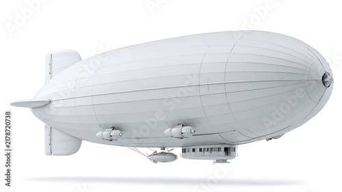 White zeppelin airship is isolated on a transparent background