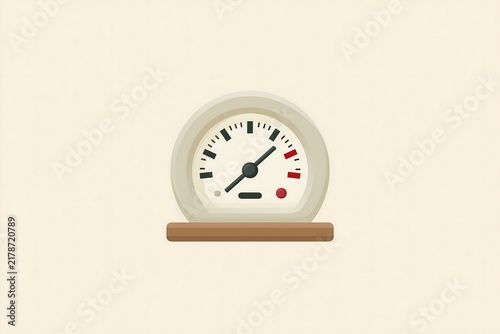 Barometer icon (weather pressure gauge), flat vector, solid light beige background