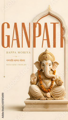 Ganesh Chaturthi Festival Celebration with Lord Ganesha idol faith joy and elegant festive arch design