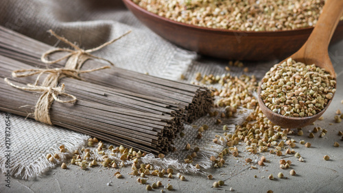 Canvastavla Rural still-life - traditional japanese soba noodles made of buckwheat flour and