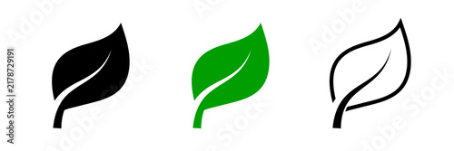 Leaf Icon Set Isolated on White Background. Green Nature Botanical Plant and Eco Organic Foliage Collection for Environment Logo, Sticker, and App Interface. Vector Illustration