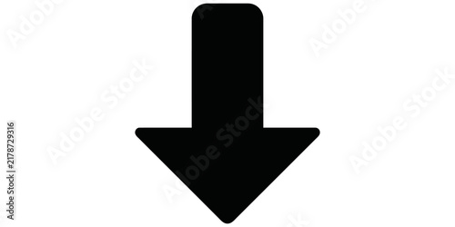 Quadro su tela Black down arrow vector icon pointing downward direction for download