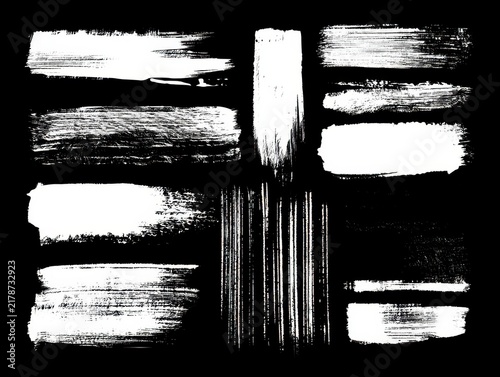 Collection of grunge paint brush strokes and texture elements