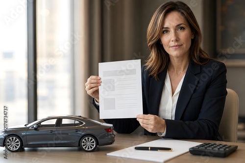 Female Insurance Agent Presenting Car Insurance Policy
