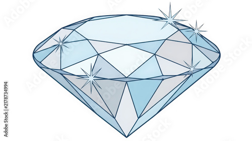 Geometric diamond crystal vector illustration isolated on transparent background