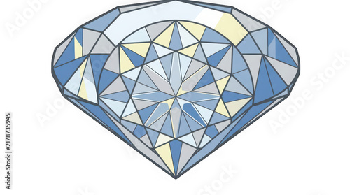 Blue geometric diamond shape with sparkles isolated on transparent background