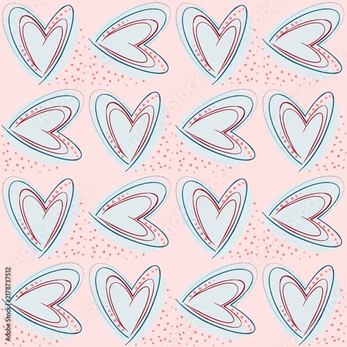 Line Art Heart Seamless Pattern