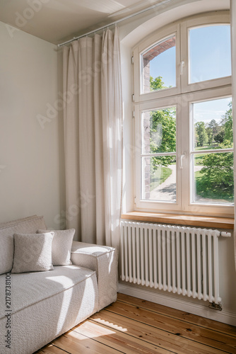 Home heating with electric radiator in living room