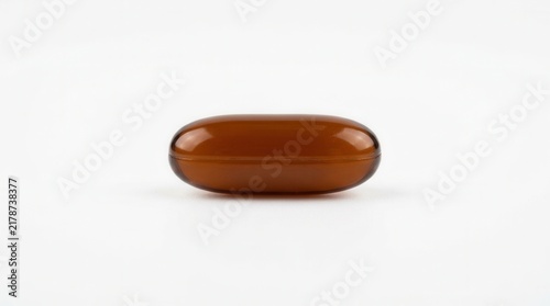 Single Amber Gel Cap Isolated on White Background