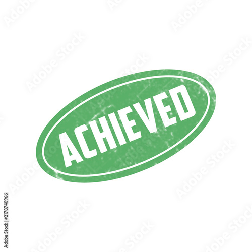 Green oval rubber stamp with the word achieved inside featuring a vintage distressed texture for business