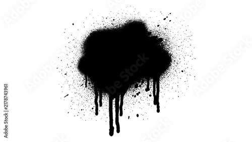 Black Graffiti Paint Blob with Dripping Spray Effect and Urban Street Art Texture isolated on transparent background