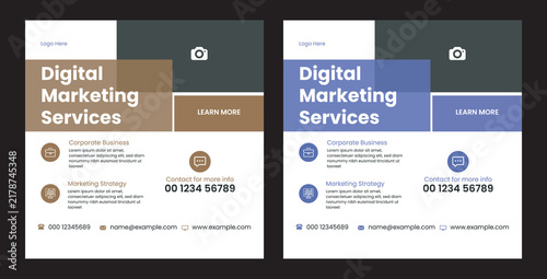 Creative digital marketing agency corporate business flyer template, square social media post Business Social Media Layout Posts with Yellow Accent