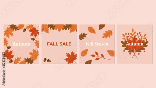 Autumn leaf arrangements create a decorative pattern on pastel backgrounds fall foliage leaves maple oak seasonal arrangement floral ornament