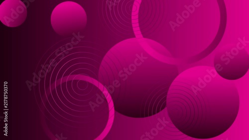 Abstract background with overlapping gradient spheres and concentric circular lines animation