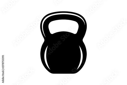 A black kettlebell icon on a white background for fitness and exercise
