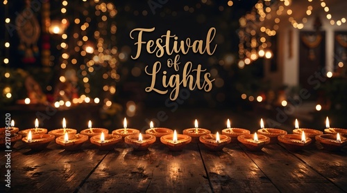 Rows of illuminated oil lamps create a beautiful festival of lights celebration