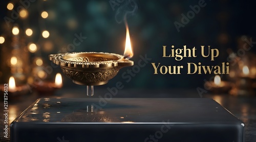 Elegant diya lamps glowing warmly during the beautiful hindu festival of diwali