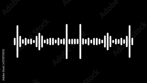 Sound waveform audio spectrum animation, audio spectrum wave effect, music equalizer rhythm bars frequency meter, line audio wave visualization on a transparent on black screen. 4k video