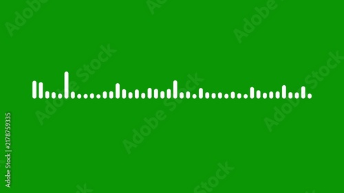 Audio waveform visualizer animation, sound wave spectrum equalizer, Animated sound wave spectrum, digital audio meter display,  white sound wave spectrum on green background. 4k video