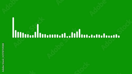 Audio waveform visualizer animation, White sound waves meter Lines audio wave visualization, Music waves oscillation modern, music equalizer rhythm bars overlay effect on green screen. 4k video