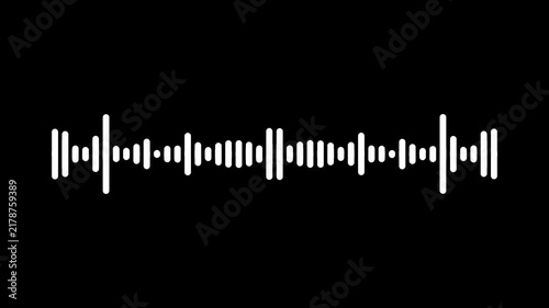 White audio waveform spectrum animation, audio waves or sound frequency, Abstract wave motion equalizer, sound wave frequencies and animated equalizer patterns on black background. 4k video