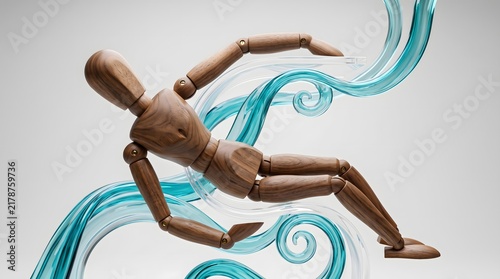 Wooden Mannequin Demonstrating Adaptability and Psychological Resilience Through Flexibility