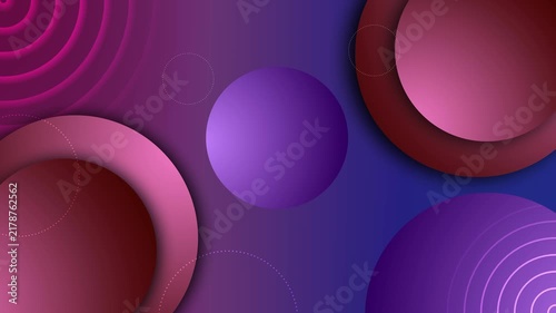 Abstract 3d layered circles on gradient background animation