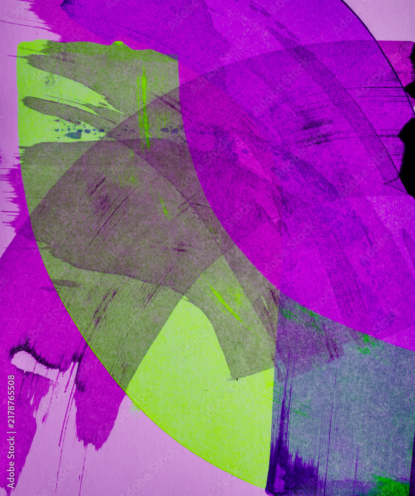 Naklejka premium Abstract Magenta Purple and Lime Green Painted Texture