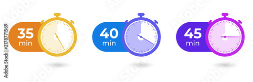 Foto Colorful timer icons for time management and productivity on transparent backgro