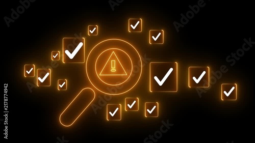 Identifying Critical Issues: Magnifying Alert Amidst Approvals & Checks for Risk Management, Security, and futuristic Compliance Risk Security Audit Verification, Governance. 4k motion video.