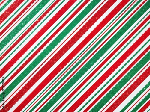 Festive Diagonal Pattern Featuring Vibrant Red Green And White Glittery Candy Stripes