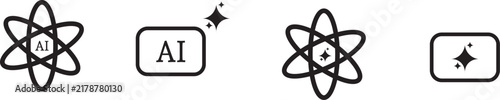 AI Atom and Artificial Intelligence Icon Collection with Sparkle Symbol, Modern Technology Science Design
