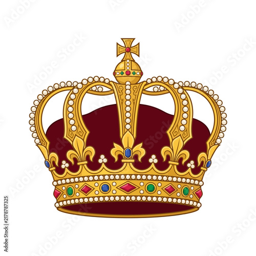 Quadro su tela Royal Gold Crown With Jewels Isolated Illustration