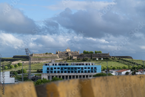 Fortress of Nossa Senhora da Graa in Elvas Portugal with modern building